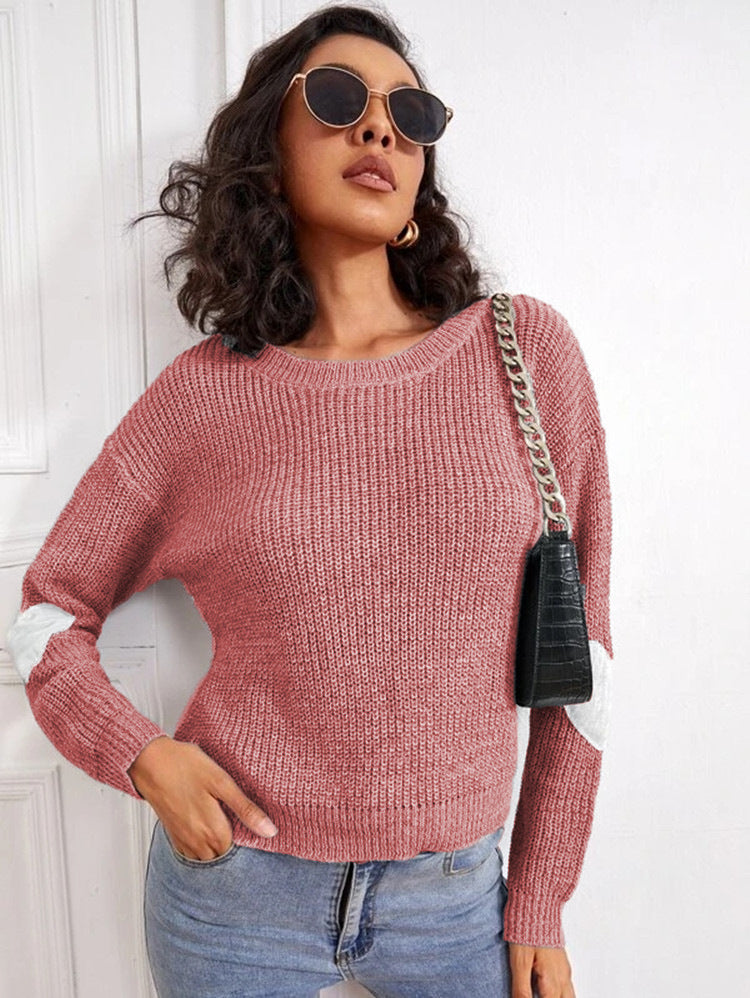 Trendy knitted sweater for women with contrasting sleeve accents Lune London