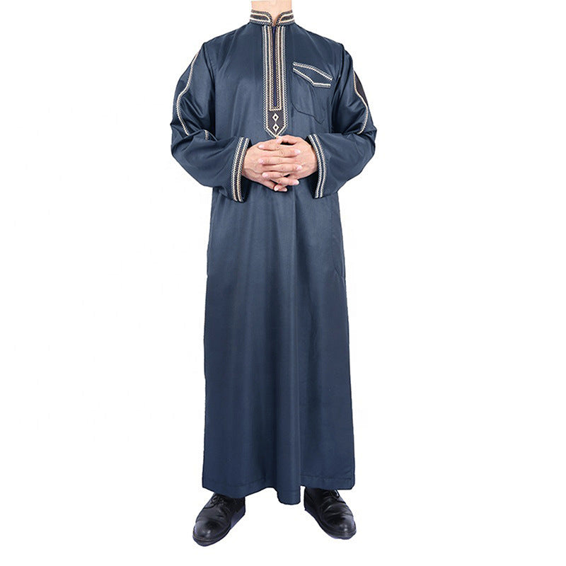 Men's long traditional dress with decorative embroidery and elegant button placket Lune London