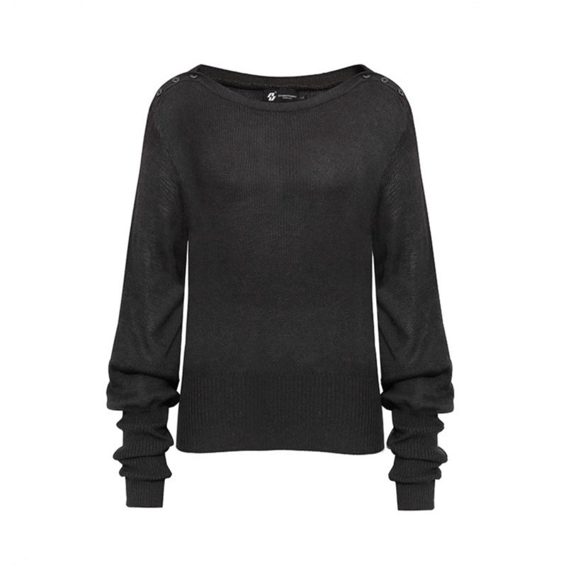Women's lightweight fine knit pullover with dropped shoulders and long ruffled sleeves Amarae