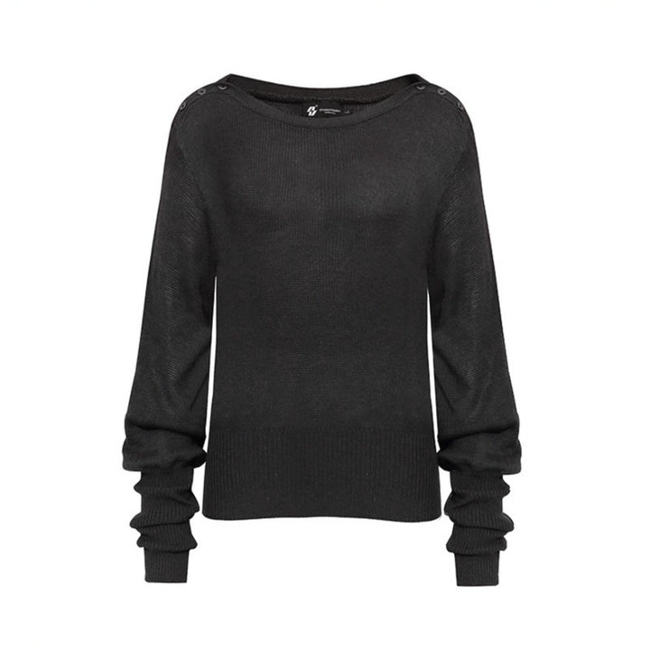 Women's lightweight fine knit pullover with dropped shoulders and long ruffled sleeves Amarae