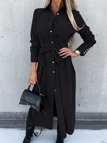 Shirt dress for women with asymmetric hem and belt at the waist Amarae