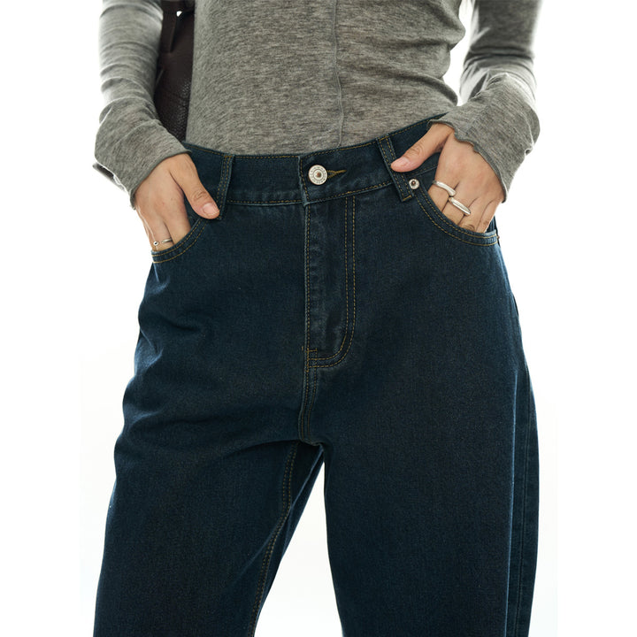 Women's Extra Wide High Waist Denim Baggy Jeans with Low Crotch Amarae