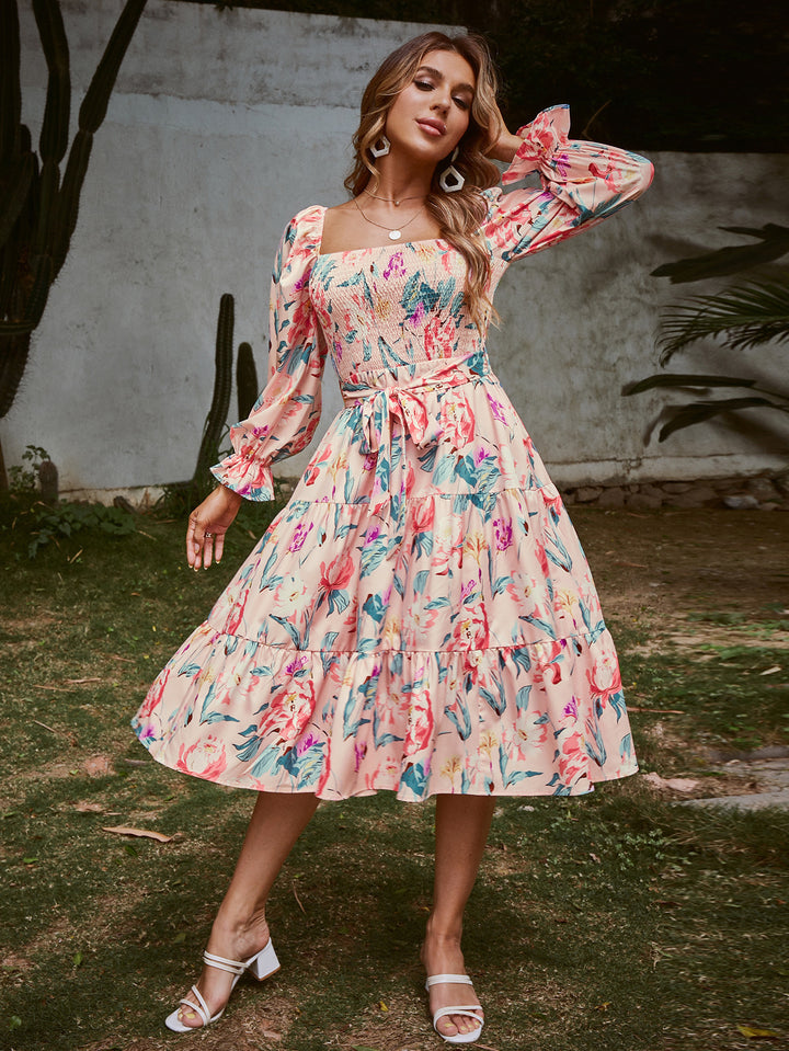 Midi dress for women with floral print and flattering cut Lune London