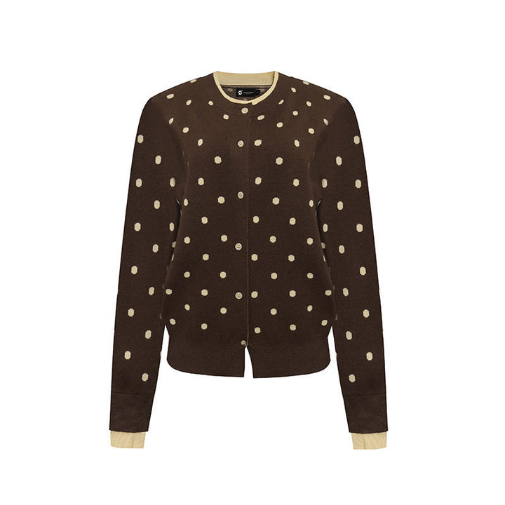 Womens Speckled Cardigan with Round Neckline, Button Placket and Layering Look Amarae