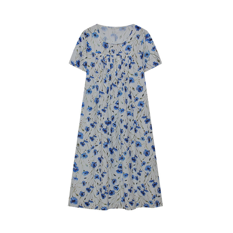 Lune London Pleated Design Floral Midi Dress for Women