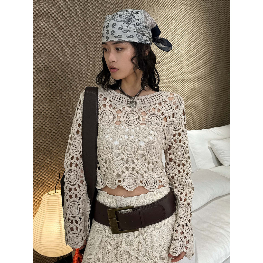 Women's Crocheted Set Crop Top and Midi Skirt Amarae