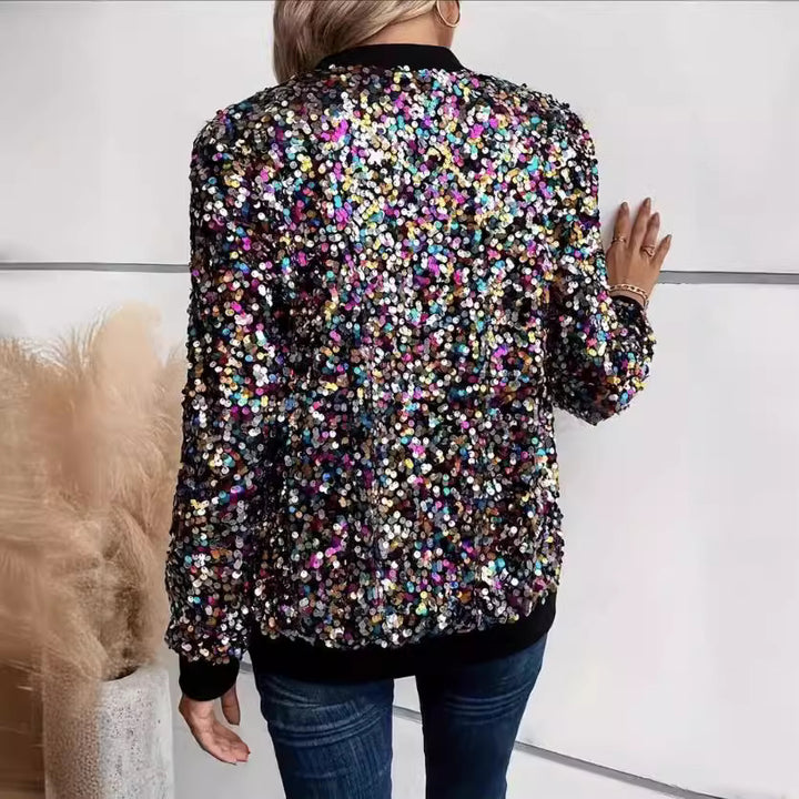 Functional shimmering bomber jacket for ladies Lune London