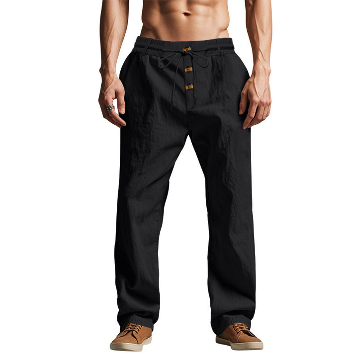 Men's casual lounge pants with elastic waistband and button details Lune London