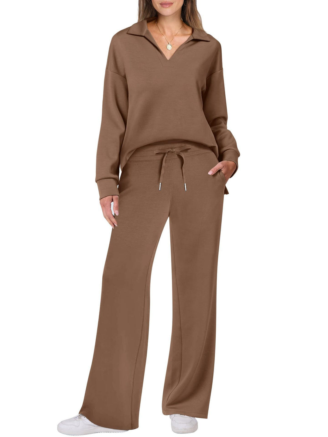 Women's loungewear in soft cotton blend with wide collar and wide leg Lune London