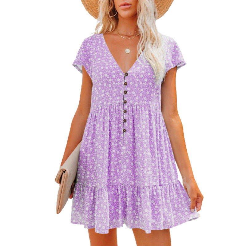 Summer dress for women with floral patterns and button details Lune London