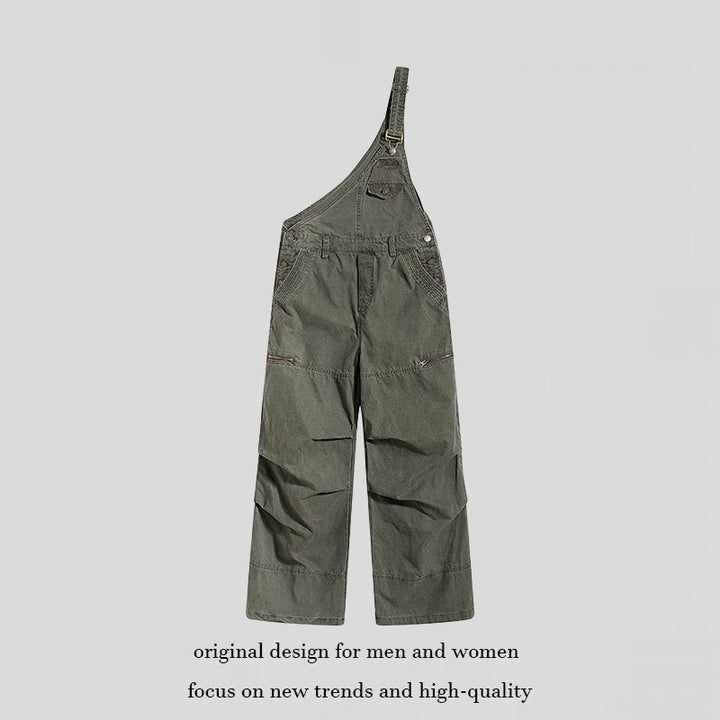 Women's Wide Dungarees with Asymmetric Strap and Multi-Pockets Amarae