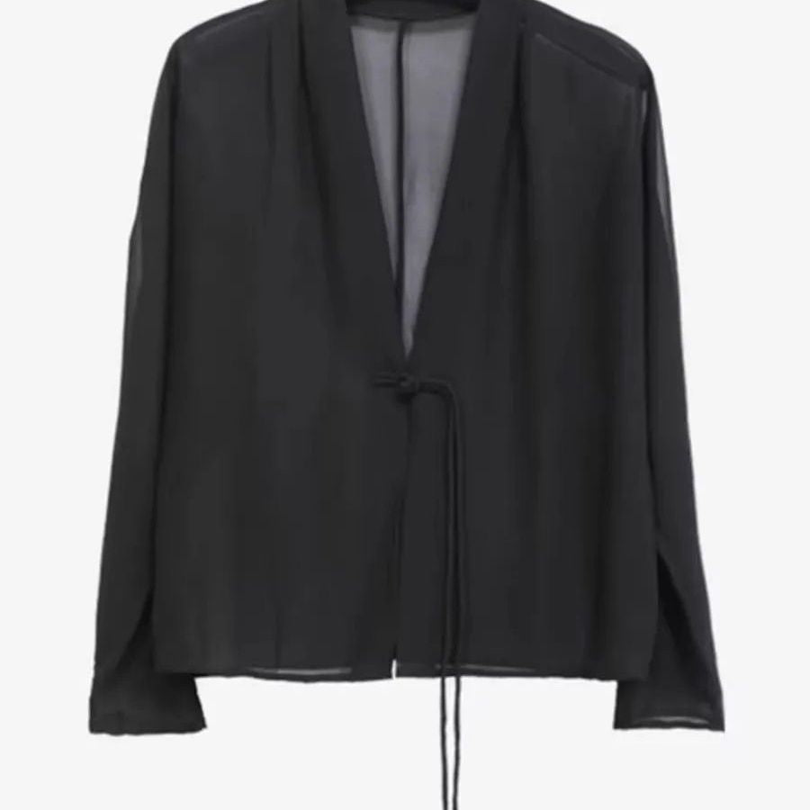 Blouse transparente pour femme avec ceinture à nouer romantique Chic & Stil