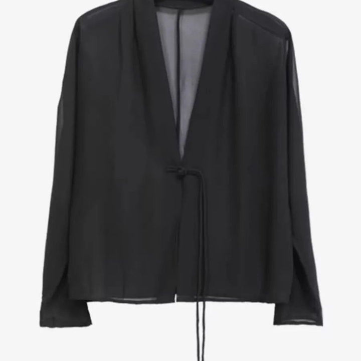 Blouse transparente pour femme avec ceinture à nouer romantique Chic & Stil