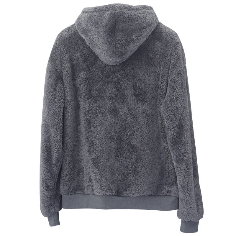 Ladies Cozy Fleece Hooded Sweater Lune London