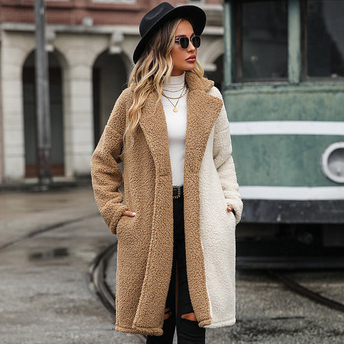 Cozy faux fur coat for women with collar Amarae