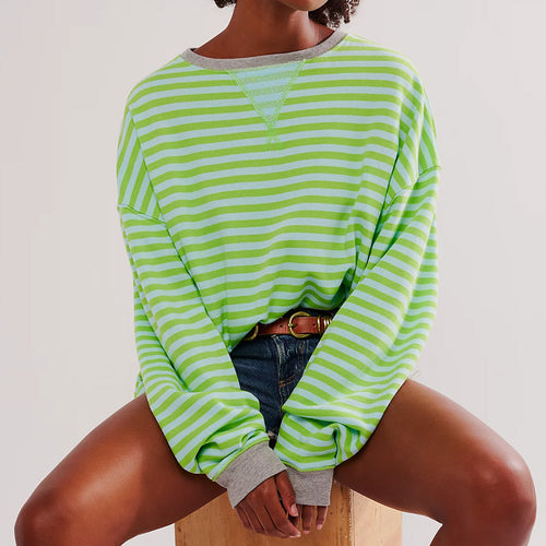 Casual sweatshirt for women with colorful striped pattern and comfortable fit Amarae