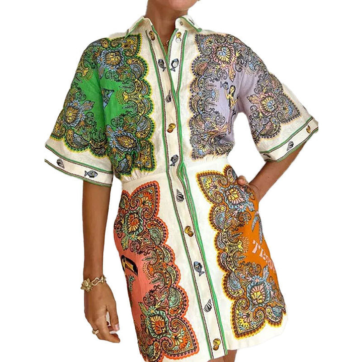 Robe chemise pour femmes avec motif floral et boutons Chic & Stil