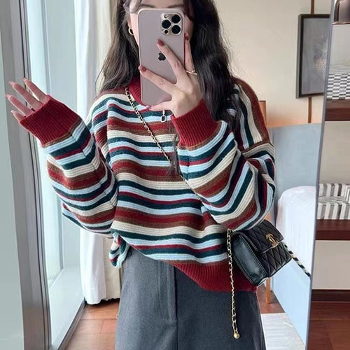 Striped women’s sweater with a loose fit and trendy details Amarae