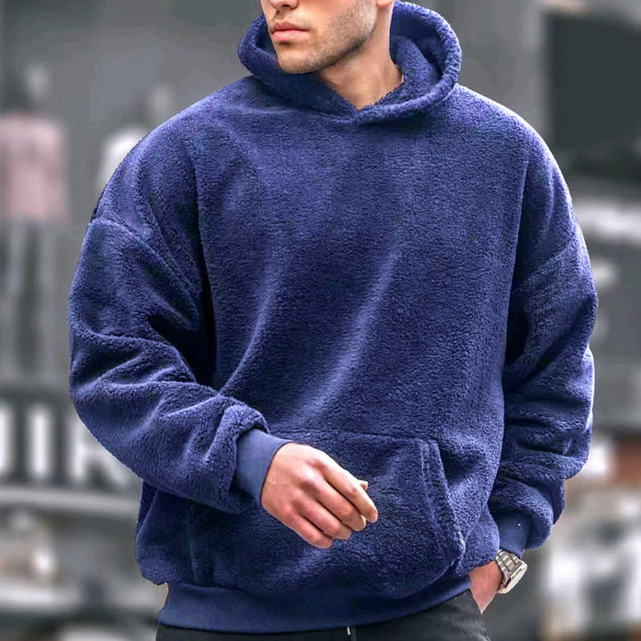 Men's cozy fleece hoodie with practical kangaroo pocket Lune London