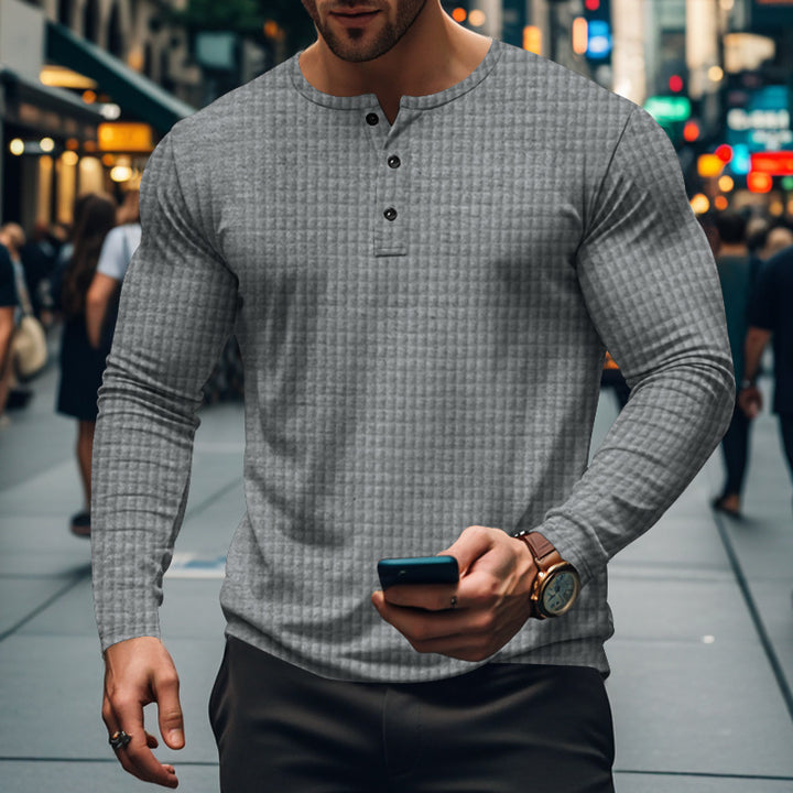 Men's long sleeve shirt with textured design and elegant button placket Chic and style
