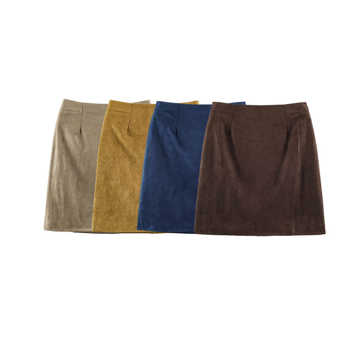 Women's pencil skirt made of suede look with high waist Amarae