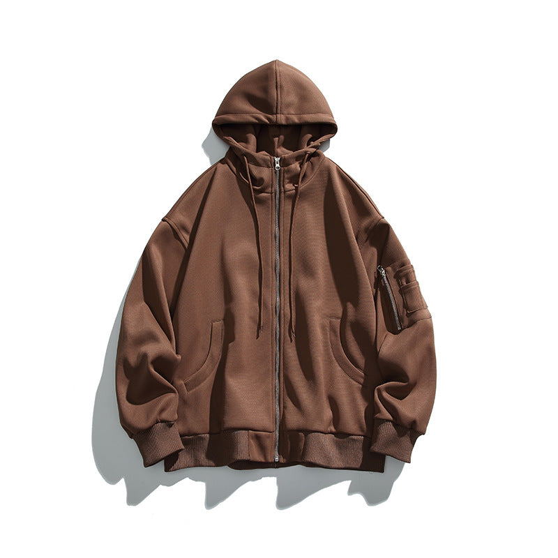 Unisex Oversize Hoodie Jacket with Front Zipper, Arm Pocket and Ribbed Hem Amarae