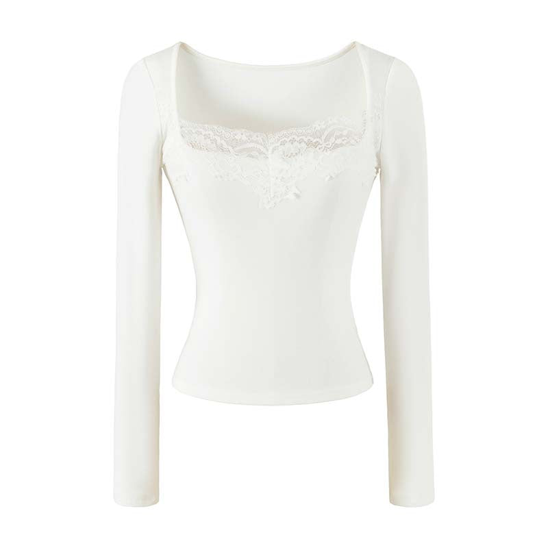 Women's Fitted Long Sleeve Shirt with Lace Bustier Look Amarae