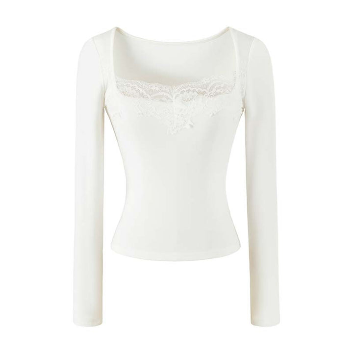 Women's Fitted Long Sleeve Shirt with Lace Bustier Look Amarae