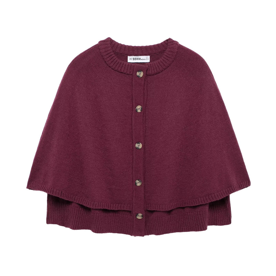 Ladies knit-cape with elegant row of buttons Lune London