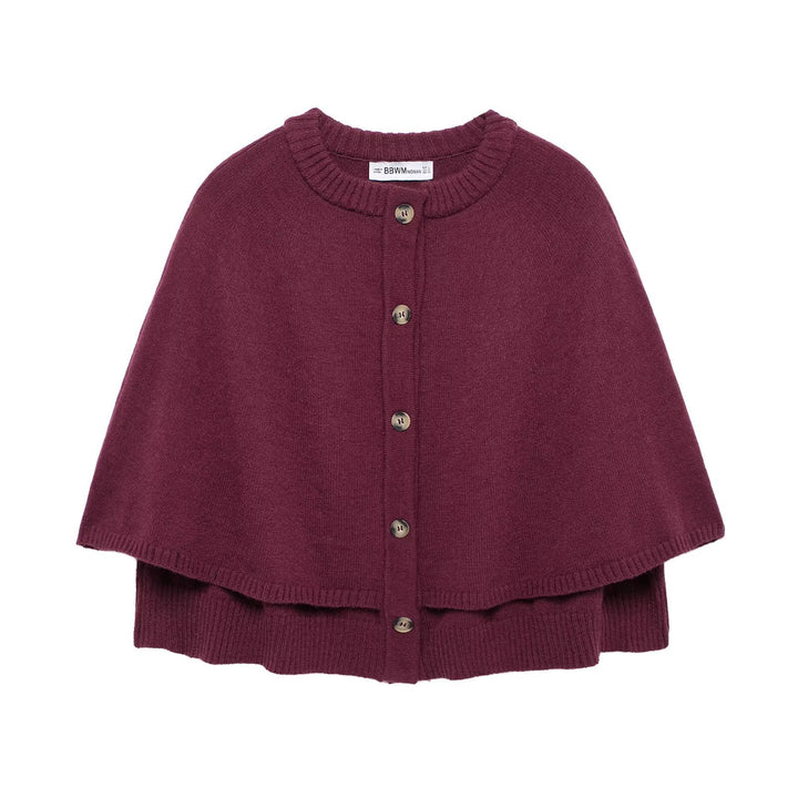 Ladies knit-cape with elegant row of buttons Lune London