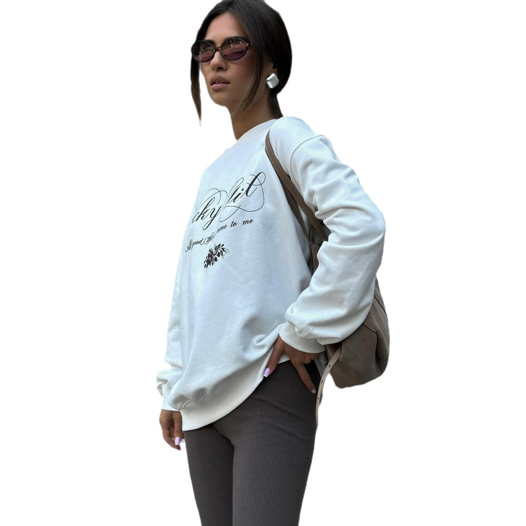 Casual sweatshirt for women with elegant inscription Lune London