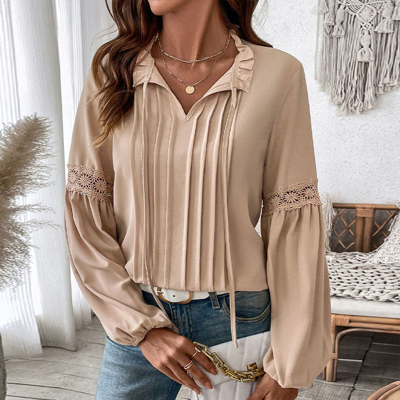 Lune London Women's shirt with fine pleats and lace