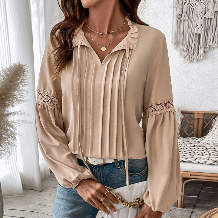 Lune London Women's shirt with fine pleats and lace