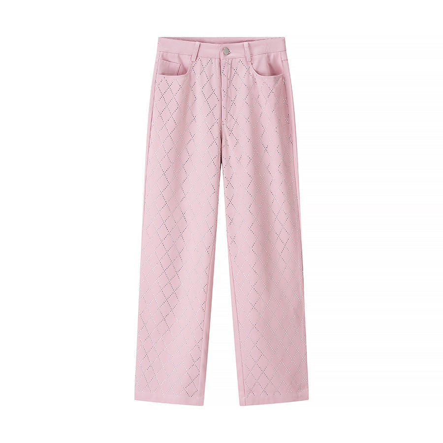 Lune London high-waisted elegant pants for ladies with diamond pattern