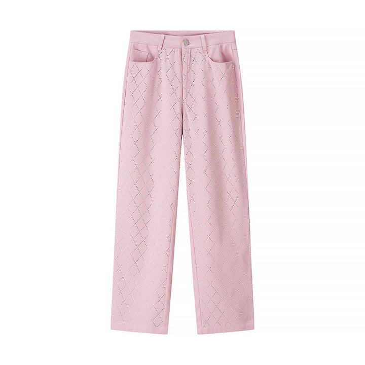 Lune London high-waisted elegant pants for ladies with diamond pattern
