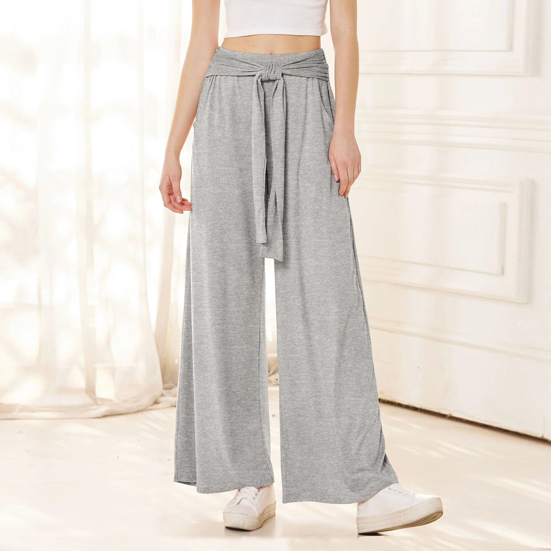 Loose jersey pants for women with a tie belt and high waist Lune London