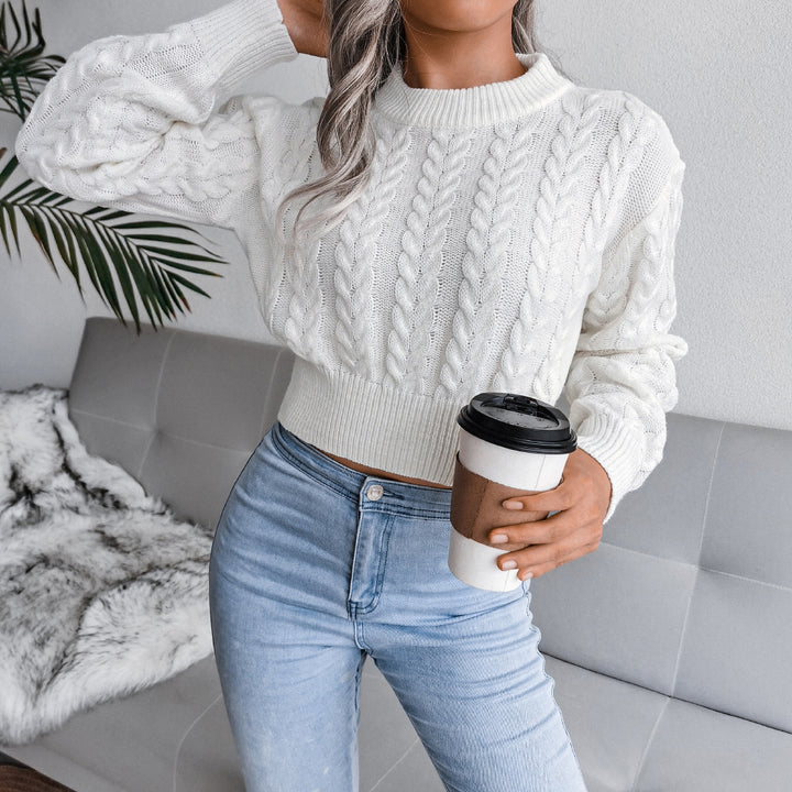 Knitted sweater for women with a modern weaving pattern and a fitted size Lune London
