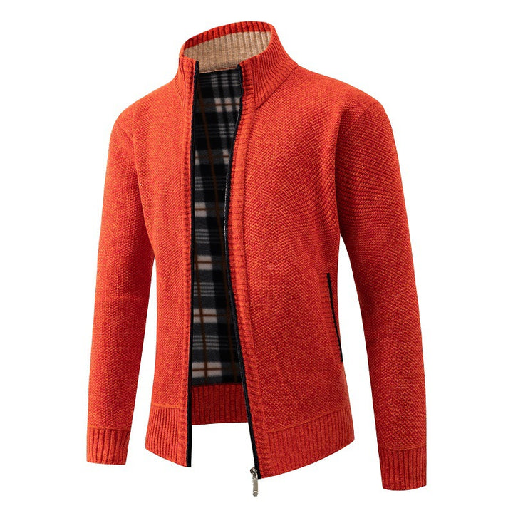 Men's knit jacket with textured design and high collar Lune London