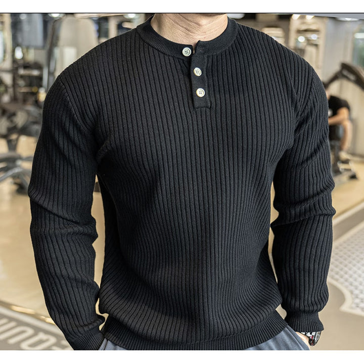 Lune London Long Sleeve Ribbed Knit Sweater for Men