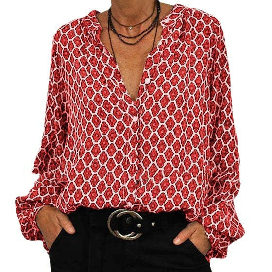 Ladies Blouse with Unusual Print and Comfortable Long Sleeves Lune London