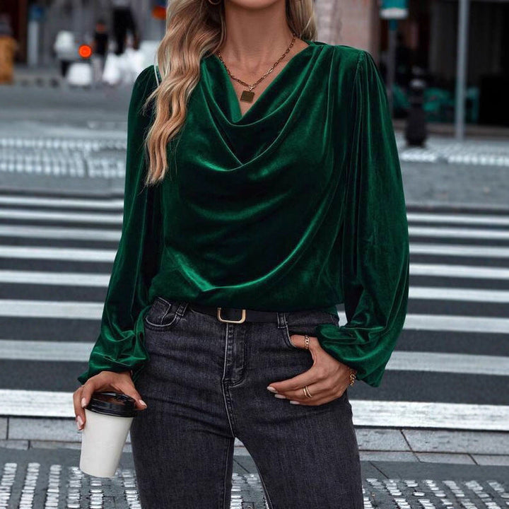 Ladies Elegant Viscose Blouse with Waterfall Neckline Lune London