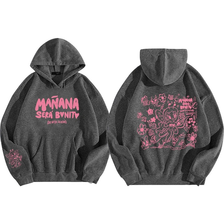 Women's hoodie with creative print and practical kangaroo pocket Lune London