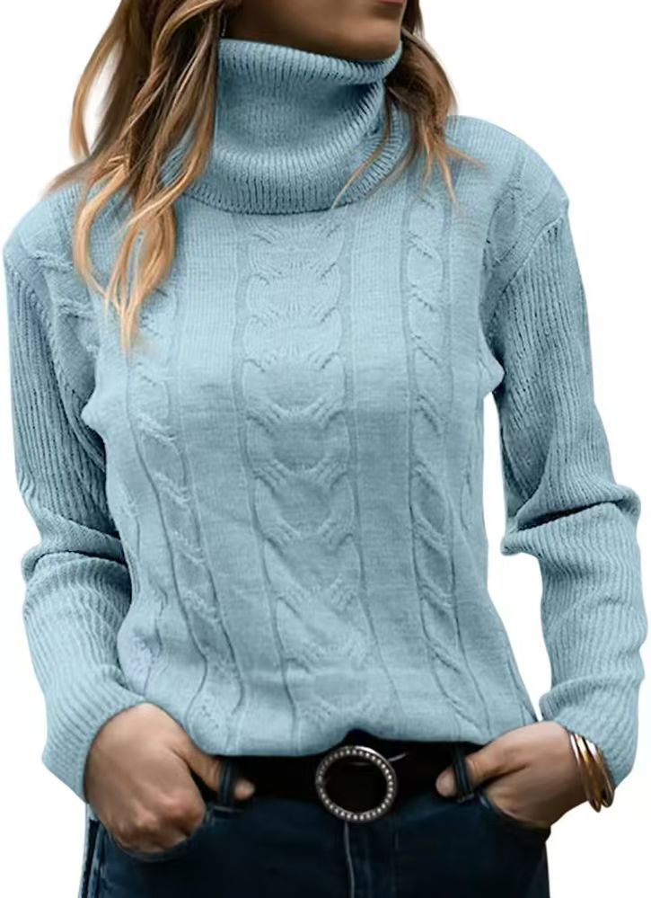 Lune London | Women's Sweater with Stand-Up Collar and Cable Pattern