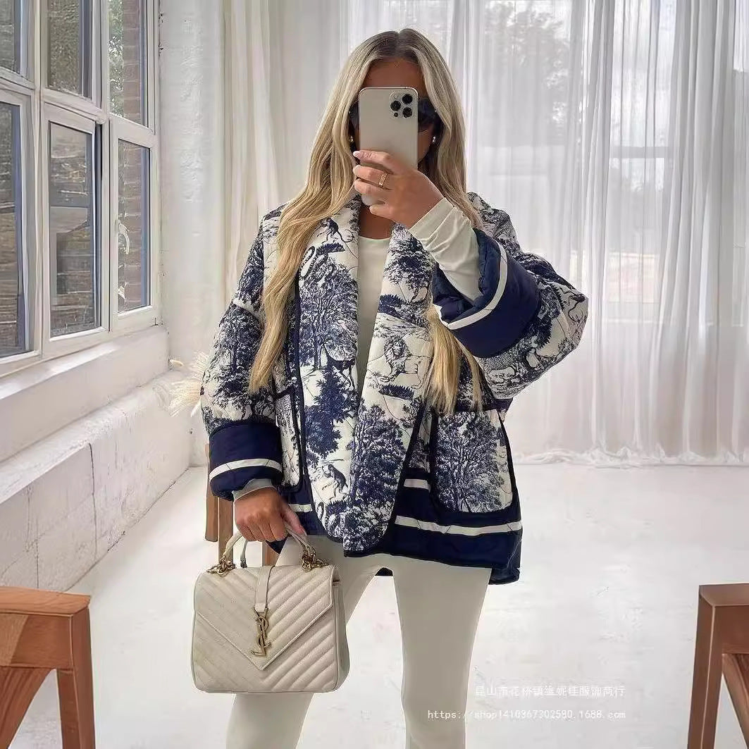Veste matelassée à la mode pour femmes avec revers élégant et poches pratiques Chic & Stil