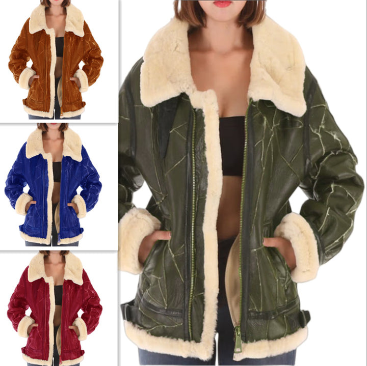 Ladies Pilot Jacket in Faux Fur Lined Lune London