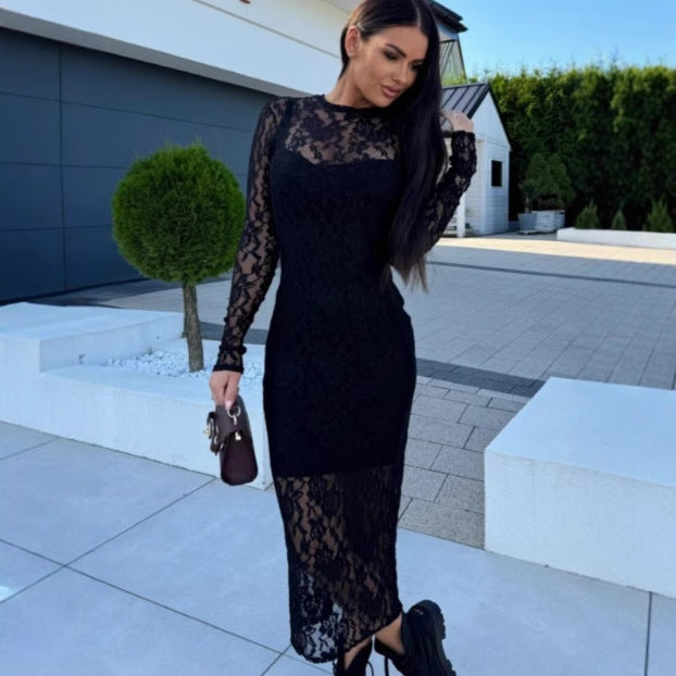 Ladies Elegant Lace Maxi Dress Lune London