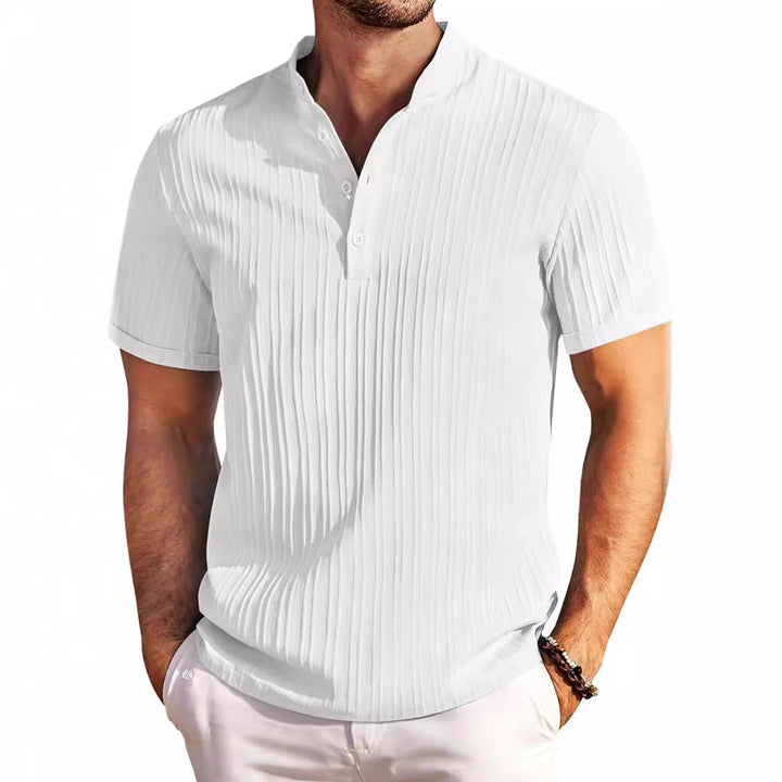 Men's Short Sleeve Henley T-Shirt with Textured Design Lune London