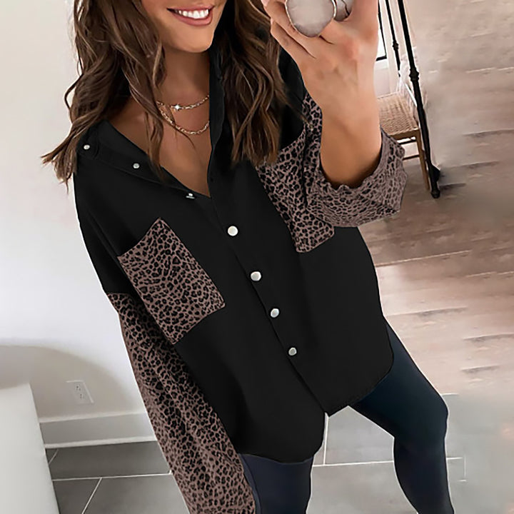 Oversized leopard print blouse for women with snap buttons Lune London