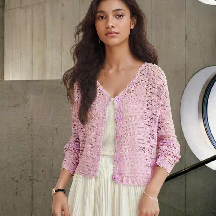 Ladies lightweight knitted vest with a nice openwork pattern Lune London