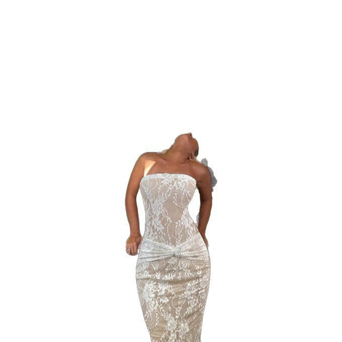Women's lace dress with figure-flattering design and elegant knot detail Amarae